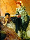 Sir Lawrence Alma-tadema Canvas Paintings - Unconscious Rivals detail